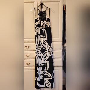 Bisou Bisou Halter Black and White Dress